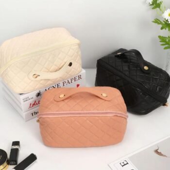 Porta cosmeticos de cuerina Rombos con cierre 23 x 12 x 12 cm