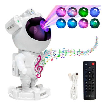 Velador Proyector Astronauta Parlante Bluetooth Geotek Luz Galaxia