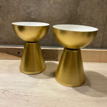 Set de 2 candelabros de metal dorado de 10 x 13 cm