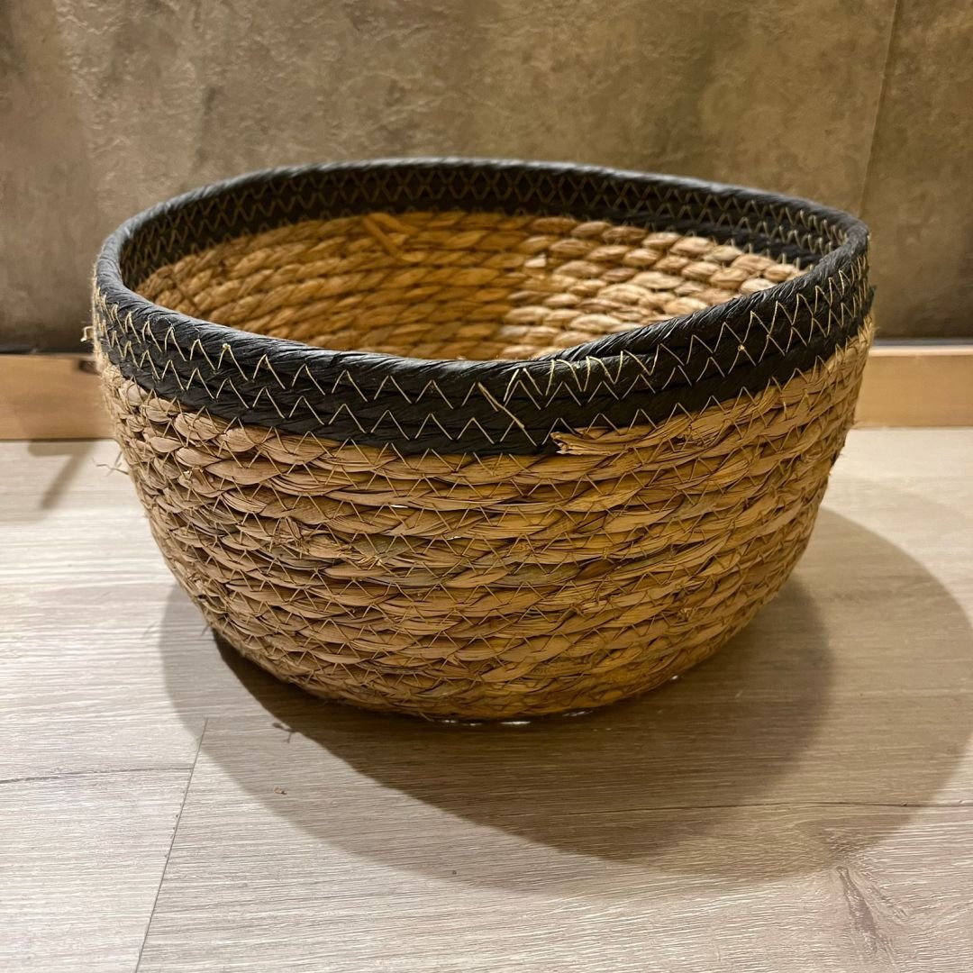 cesto seagrass borde negro grande