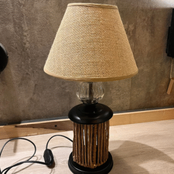 Velador / Lampara de Mesa Hierro y Yute 43cm