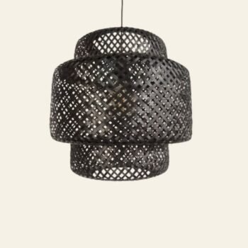 Colgante artesanal Bali Grande de caña de bambu negro de 50 x 50 cm