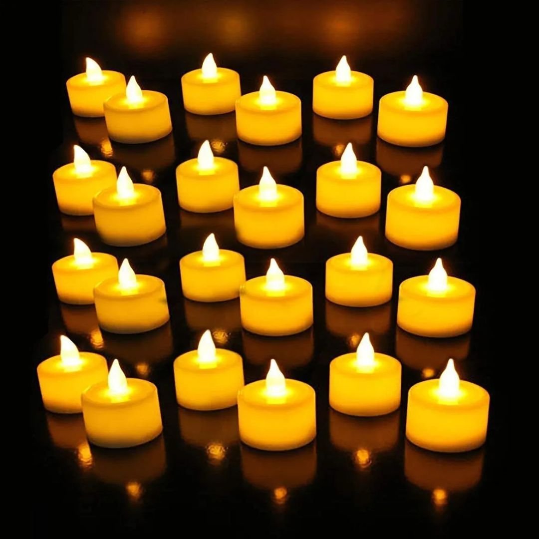 Pack de 24 velas Led blancas luz calida de 3 x 4 cm