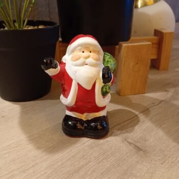 Adorno Papa Noel de ceramica con luz led