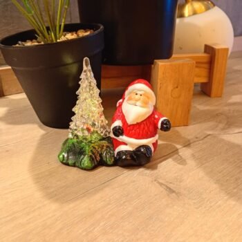 Adorno arbol de navidad con luz led y Santa de ceramica