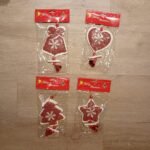 Adorno colgante formas varias navideñas de madera y tela