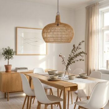 Colgante Artesanal Baris de fibra de ratan natural de 50 x 46 cm