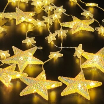 Cortina Led de estrellas iridecentes luz calida de 300 x 70 cm