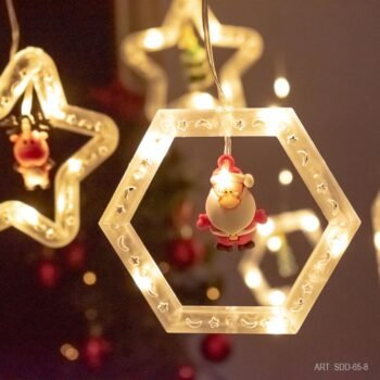 Cortina Led navideñas hexagonos luz calida de 3 x 0,60 mts