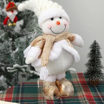 Adorno navideño muñeco de Nieve dorado con patas retractiles