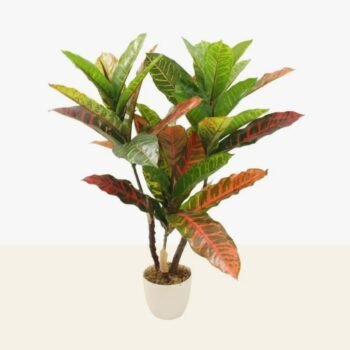 Planta artificial hojas estilo croton de 60 cm en maceta