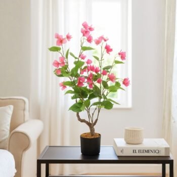 Planta artificial arbol de flores rosas de 80 cm en maceta