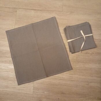 Pack de 4 servilletas de liencillo liso gris clasica de 30 x 30 cm