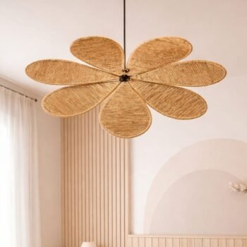 Colgante artesanal de hierro con hilo de yute modelo Flor de 70 x 70 cm