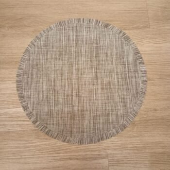 Plato de sitio individual de pvc gris melange Round con flecos de 37 cm
