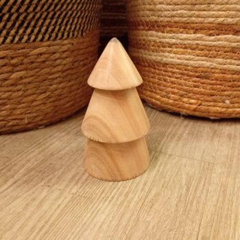 Adorno de madera con forma de arbol de 3 copas navidad de 7 x 14 cm
