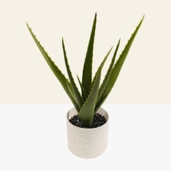 Planta estilo aloe artificial de 40 cm en maceta blanca