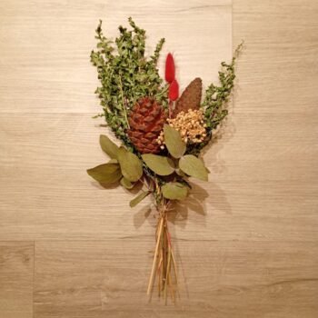 Ramo de flores preservadas piñas de navidad de 30 cm