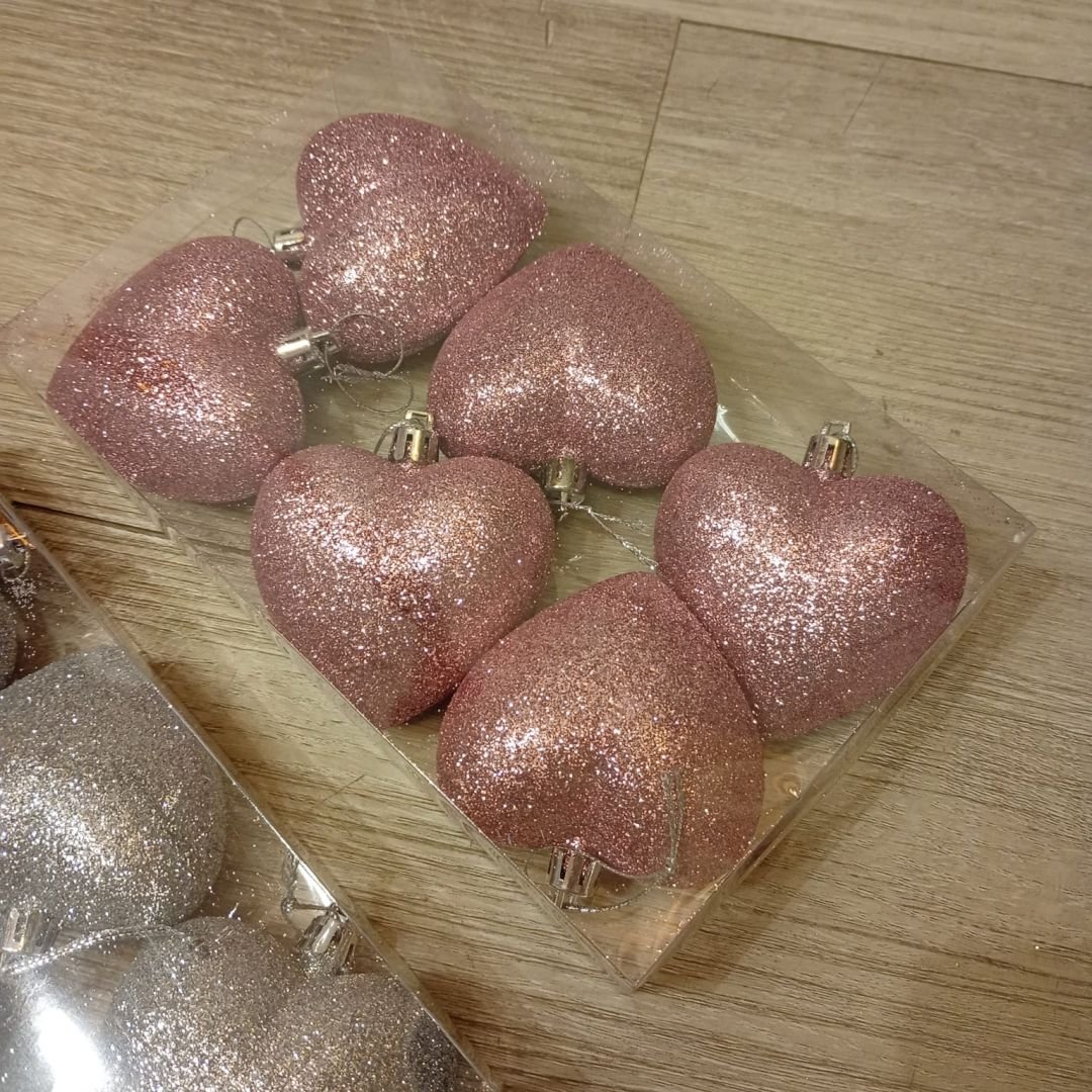 set 6 corazones glitter 51381