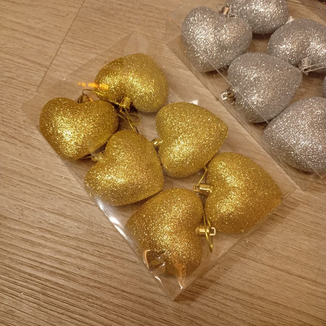 set 6 corazones glitter 51383