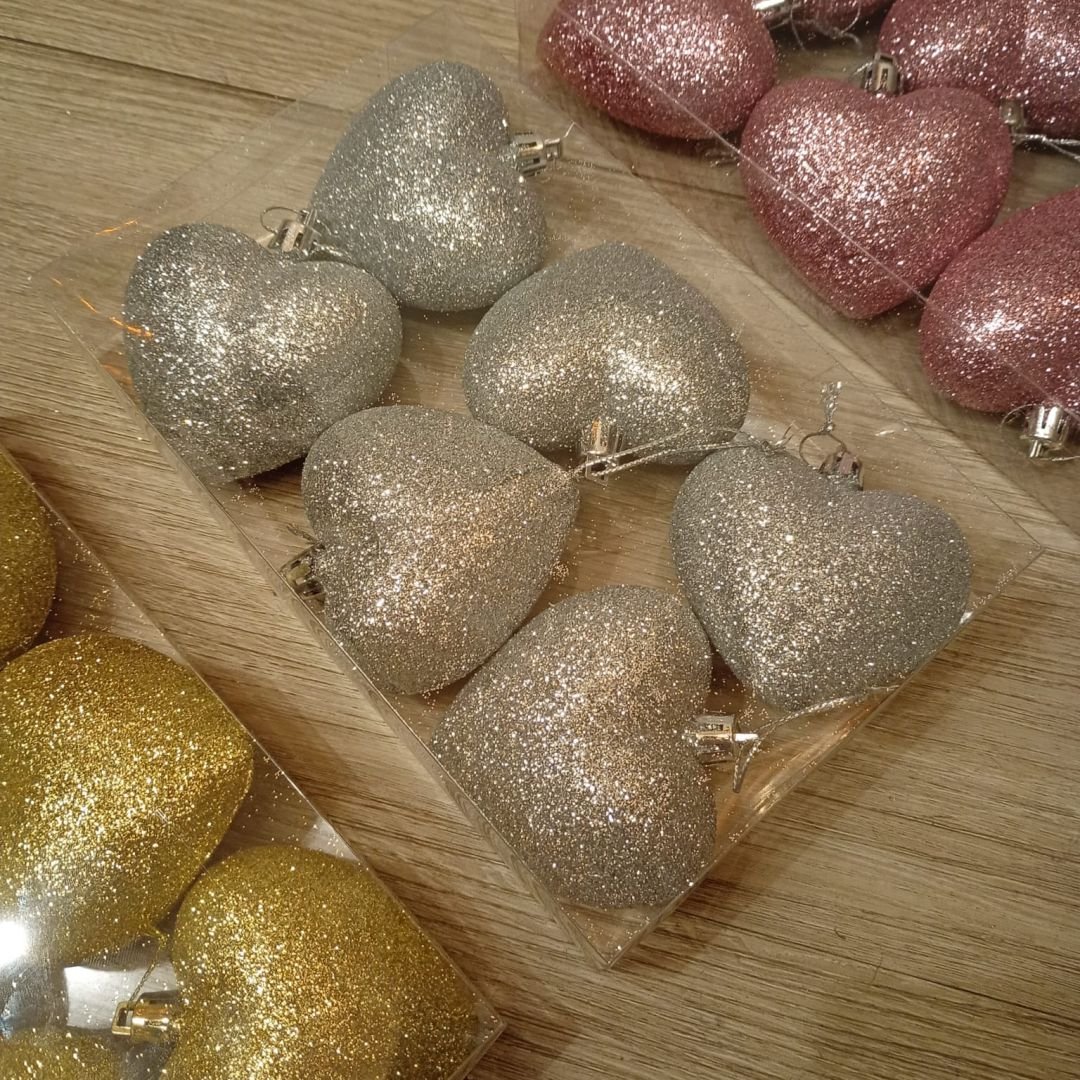 set 6 corazones glitter 51384