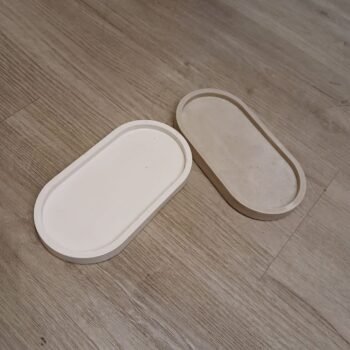 Bandeja ovala de cemento pintado de 18 x 10 cm