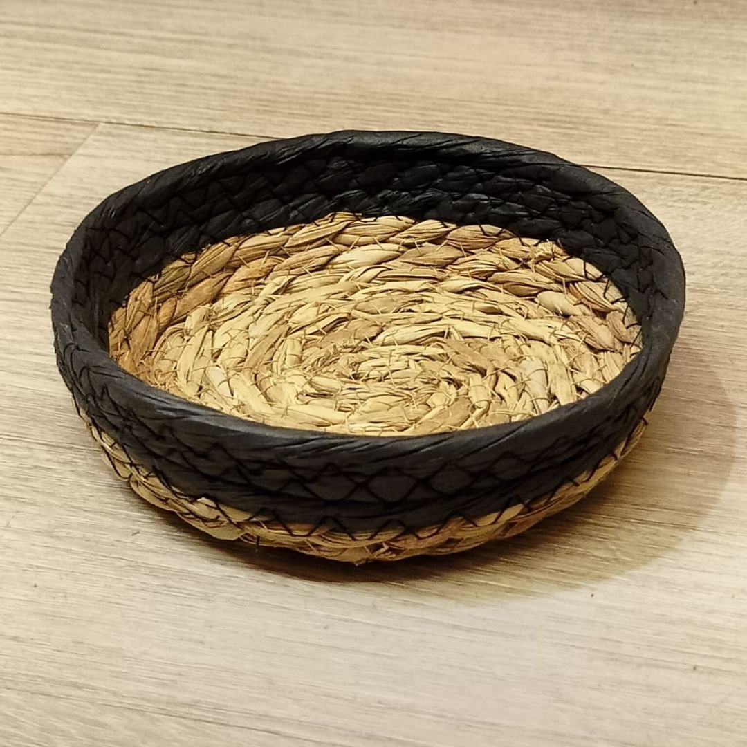 cesto de seagrass mediano combinado 19 x 4,5 cm