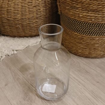 Florero botella de vidrio liso de 25 cm