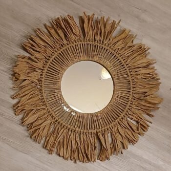 Espejo girasol grande de hilo kraft de 65 cm