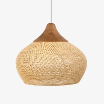 Colgante artesanal Faruk de Ratan con base de madera de 60 x 45 cm