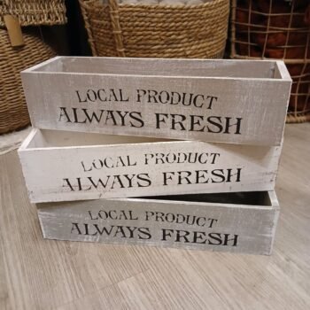 Cajon de madera rectangular industrial jardinera de 34 x 10 x 8 cm