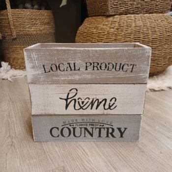 Cajon de madera rectangular industrial jardinera de 25 x 10 x 7 cm