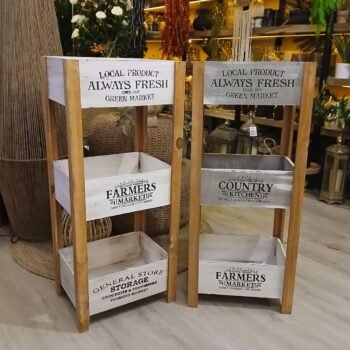 Organizador de madera vintage de 3 cajones patinado de 36 x 24 x 84 cm