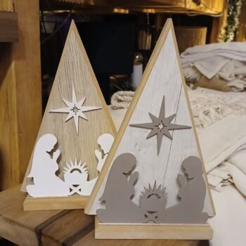 Pino pesebre de madera vintage estilo nordico de 28 cm