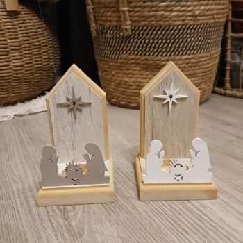 Posa vela navidad nordico de madera de 16 cm