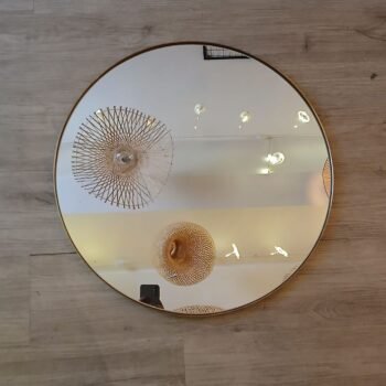 Espejo de pared circular marco de acero dorado de 60 cm