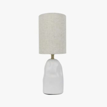 Velador de ceramica Neo blanco con pantalla natural de 36 cm