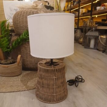 Velador artesanal modelo Indigo en hilos kraft con pantalla de 25 x 45 cm