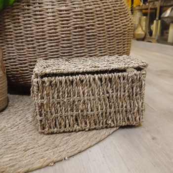 Caja de seagrass con tapa chico de 22 x 15 x 12 cm