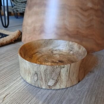 Cuenco artesanal chico de madera natural torneada de 12 x 5 cm