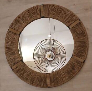 Espejo circular de yute Modelo Luna de 50 cm