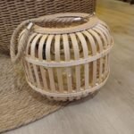 Fanal de fibras naturales con manija de soga de 20 x 25 cm