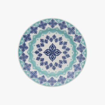 Plato hondo de cerámica decorado azul y turquesa Biona Lola de 22 cm