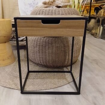 Mesa de luz de hierro y MDF de 50 x 40 x 30 cm