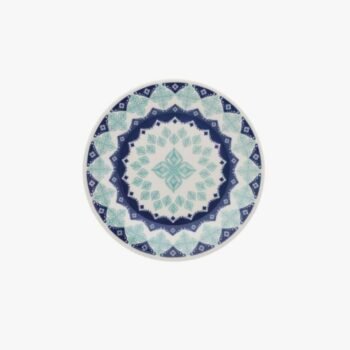 Plato de postre de cerámica decorado azul y turquesa Biona Lola de 18 cm