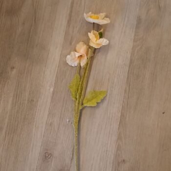 Rama de amapola blanca y amarilla artificial de 60 cm