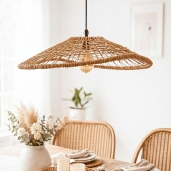 Colgante artesanal de hilos kraft modelo Delhi de 10 x 60 cm