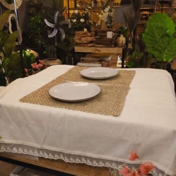 Mantel de gasa de algodon natural con puntilla Vintage de tul de 2 x 2 mts