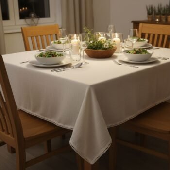 Mantel de gasa de algodon natural con puntilla Margarita de 1,5 x 2,5 mts