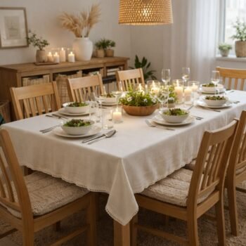 Mantel de gasa de algodon natural con puntilla Margarita de 3 x 2 mts